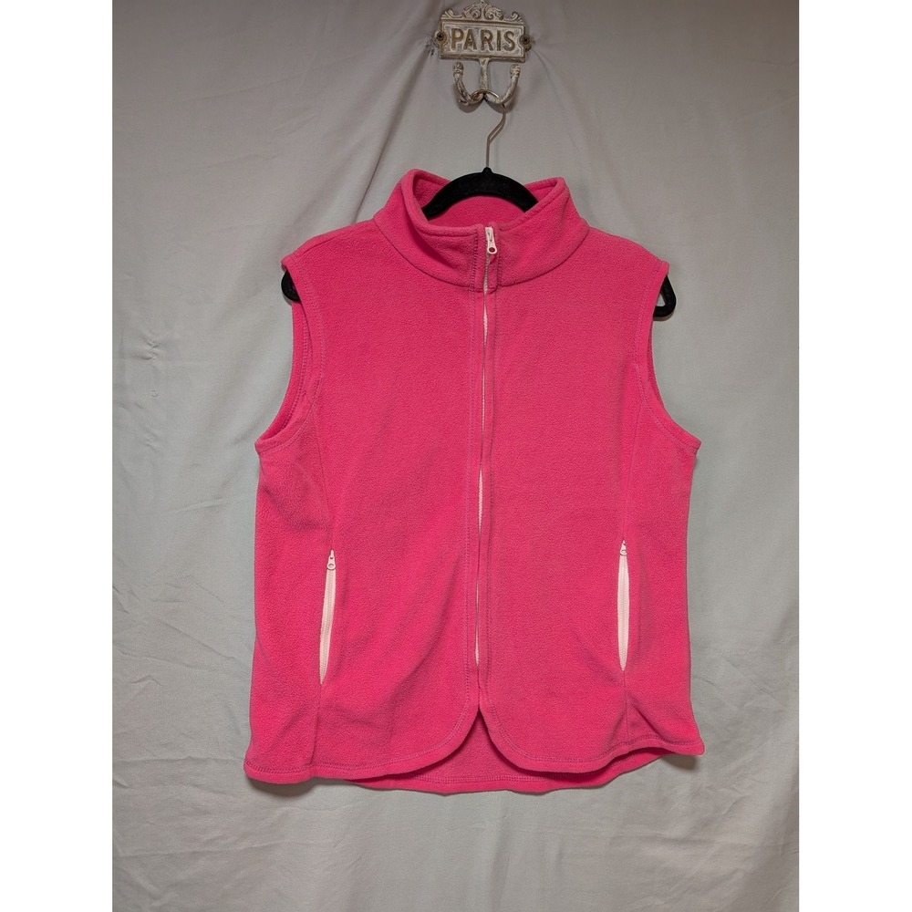 Central Park Pink Zip Fleece Vest Fall Winter Athleisure Outdoor Women's Large